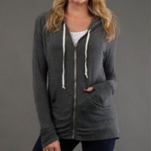 Brandy Melville gray zip up drawstring hoodie